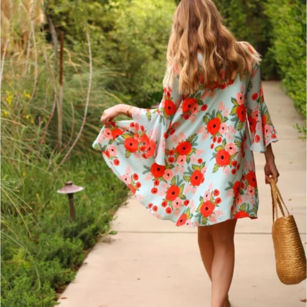Like NEW!! Anthro Rifle Paper Co. Fluttered Blooms Dress - Picture 6 of 14